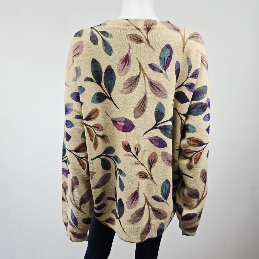 Unbranded All Over Fall Floral Leaves Pullover Sweater Womens Size 2XL Artsy - Picture 3 of 7